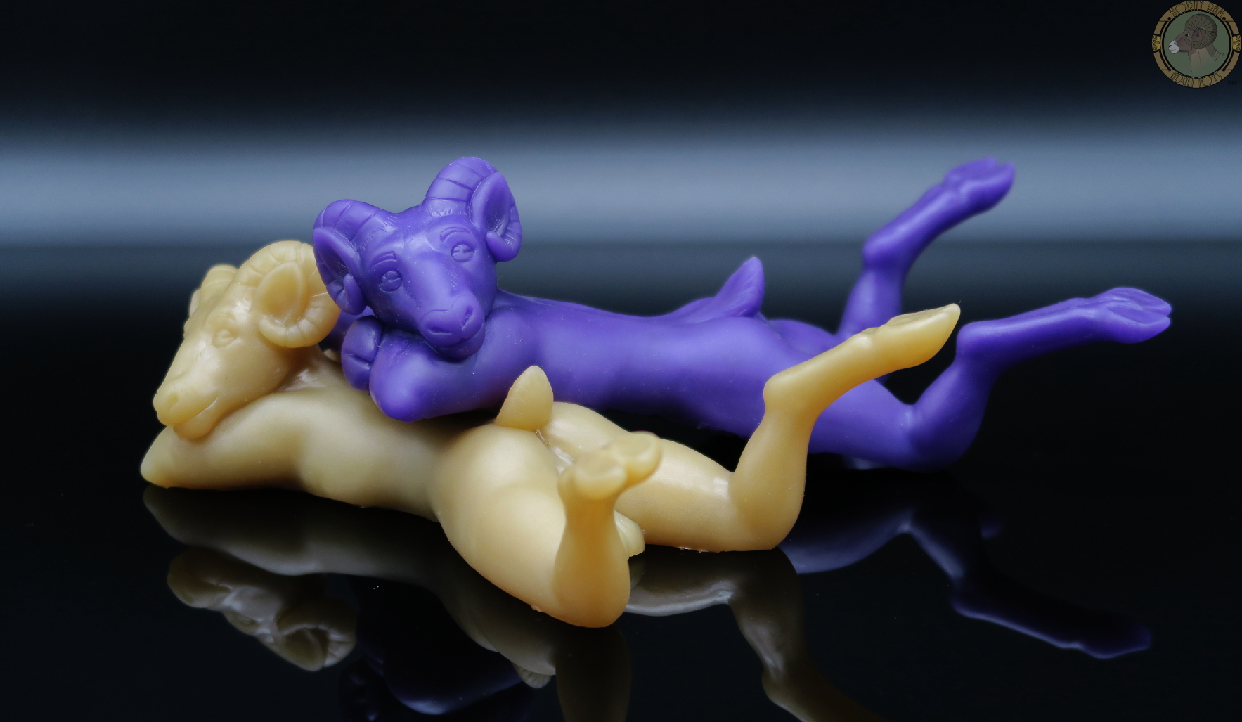 A pair of 'Ram Squishies' figures ontop of one another.